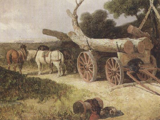 James holland,r.w.s Countryfolk logging (mk37) Spain oil painting art